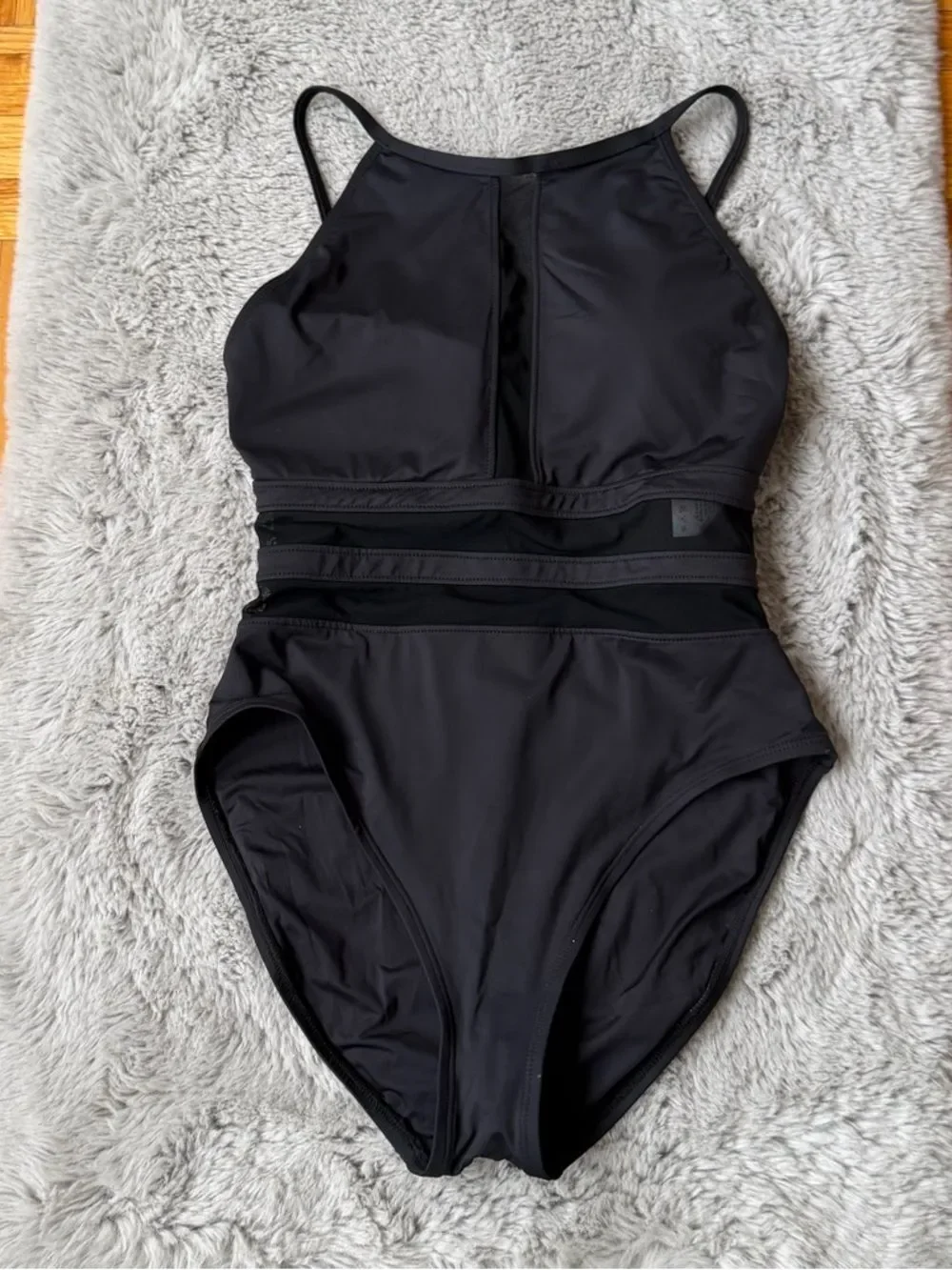LA BLANCA  One Piece Swimsuit Womens‎ 8 Mesh Cutout High Neck Swimwear